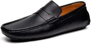 HOOENG Men's Loafers Square Toe Penny Loafers Faux Leather Comfortable Flexible Flat Heel Party Prom Slip-ons