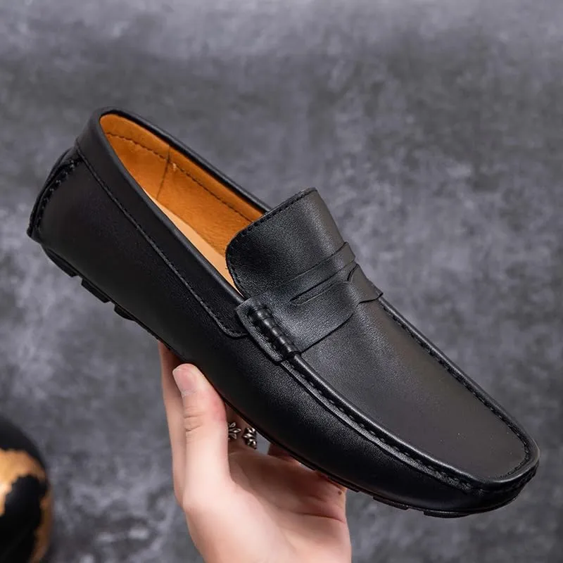 HOOENG Men's Loafers Square Toe Penny Loafers Faux Leather Comfortable Flexible Flat Heel Party Prom Slip-ons