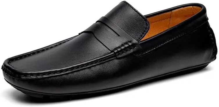 HOOENG Men's Loafers Square Toe Penny Loafers Faux Leather Comfortable Flexible Flat Heel Party Prom Slip-ons
