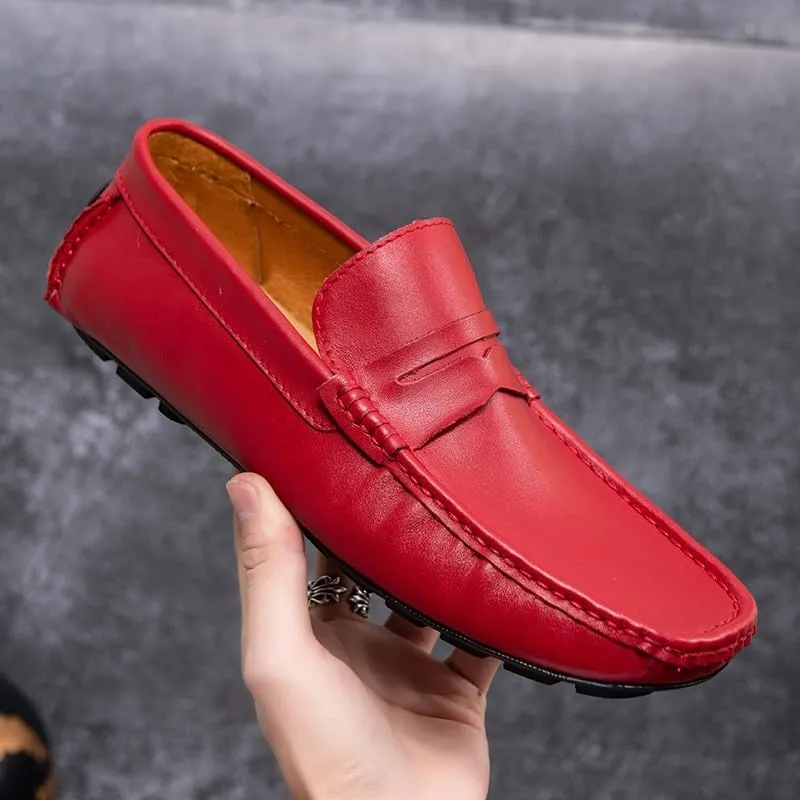 HOOENG Men's Loafers Square Toe Penny Loafers Faux Leather Comfortable Flexible Flat Heel Party Prom Slip-ons
