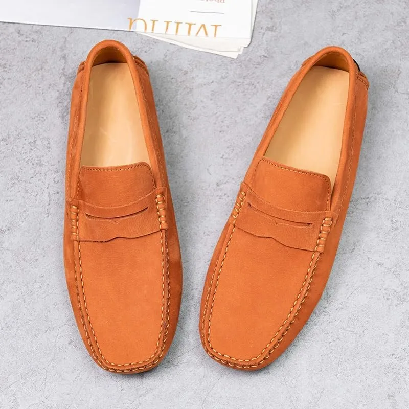 HOOENG Men's Loafers Square Toe Penny Loafers Faux Leather Comfortable Flexible Flat Heel Party Prom Slip-ons