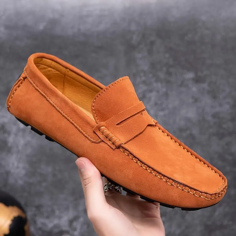 HOOENG Men's Loafers Square Toe Penny Loafers Faux Leather Comfortable Flexible Flat Heel Party Prom Slip-ons
