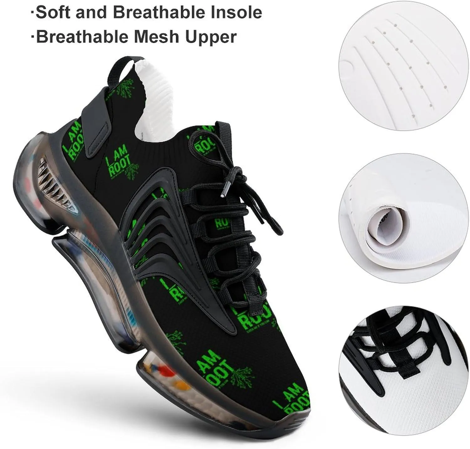 I Am Root Men's Running Shoes Lightweight Walking Shoe Breathable Sneaker