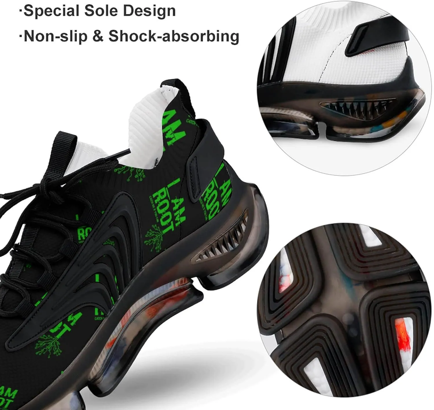 I Am Root Men's Running Shoes Lightweight Walking Shoe Breathable Sneaker