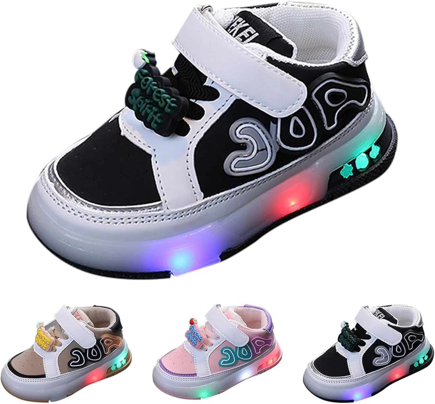 Infant Toddler Sneakers for Boys Girls Light Up Mesh Breathable Lightweight Soft Sole Casual Sport Shoes for Kids