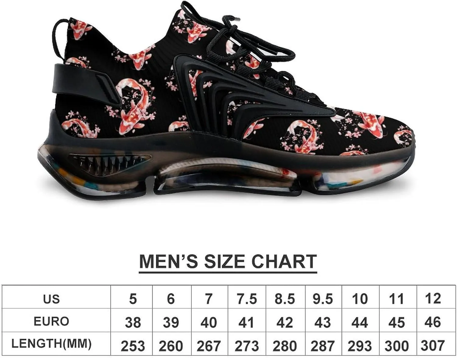 Japanese Fish Cherry Flower Men's Running Shoes Lightweight Walking Shoe Breathable Sneaker