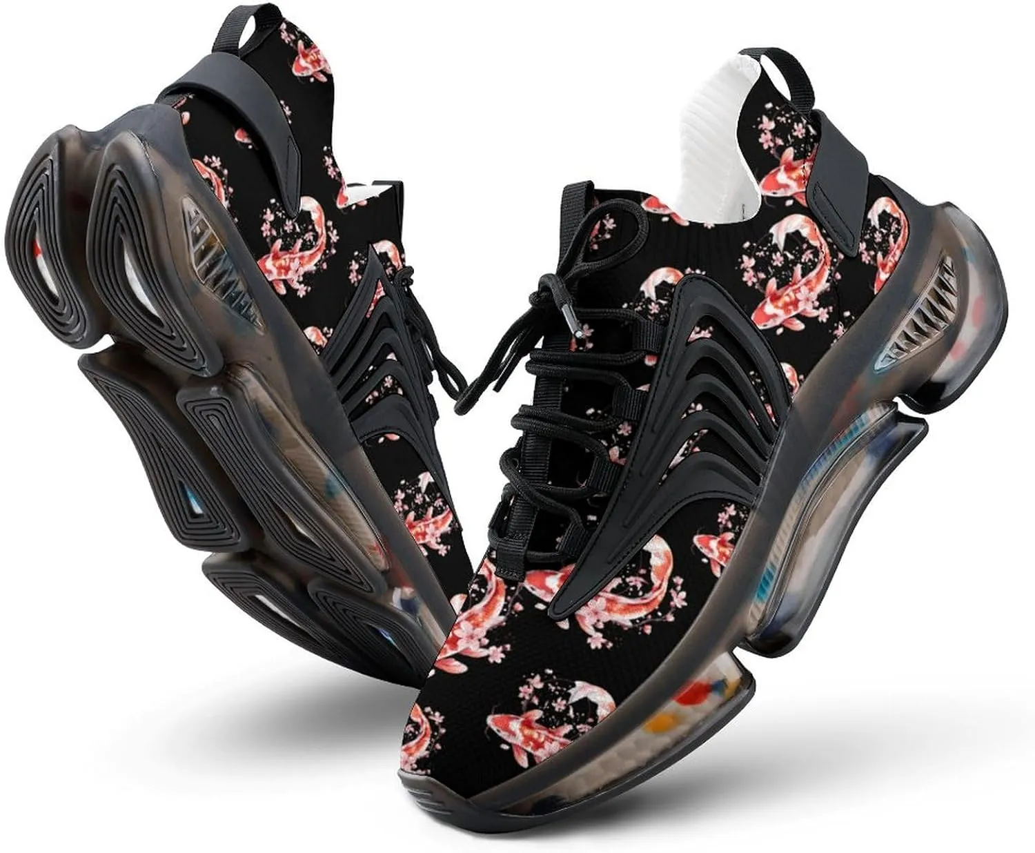 Japanese Fish Cherry Flower Men's Running Shoes Lightweight Walking Shoe Breathable Sneaker