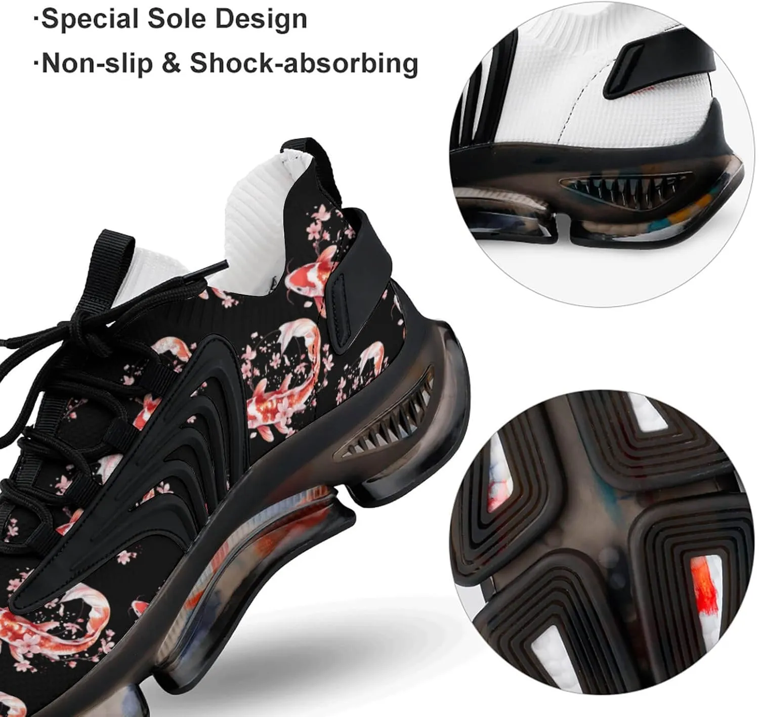 Japanese Fish Cherry Flower Men's Running Shoes Lightweight Walking Shoe Breathable Sneaker