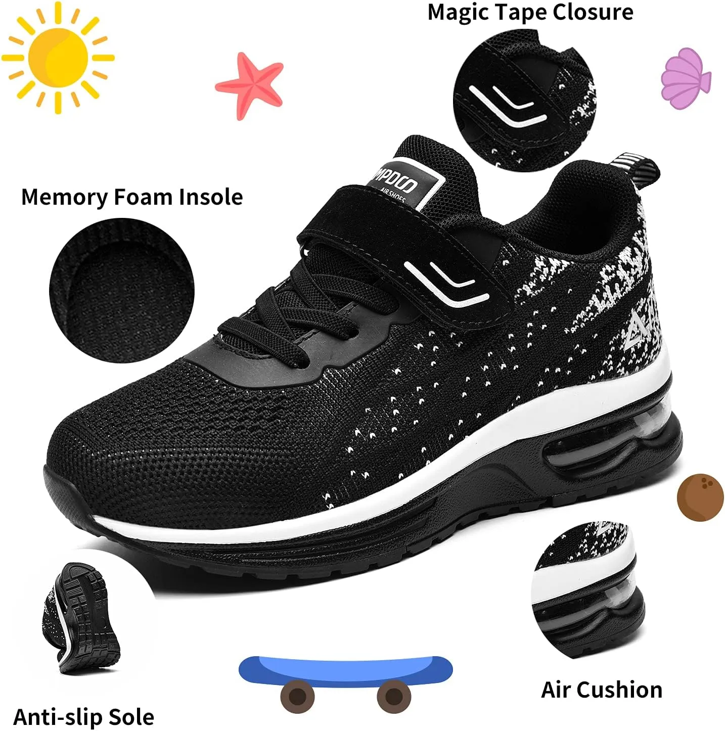 JARLIF Kids Athletic Tennis Running Shoes Breathable Sport Air Gym Jogging Sneakers for Boys & Girls