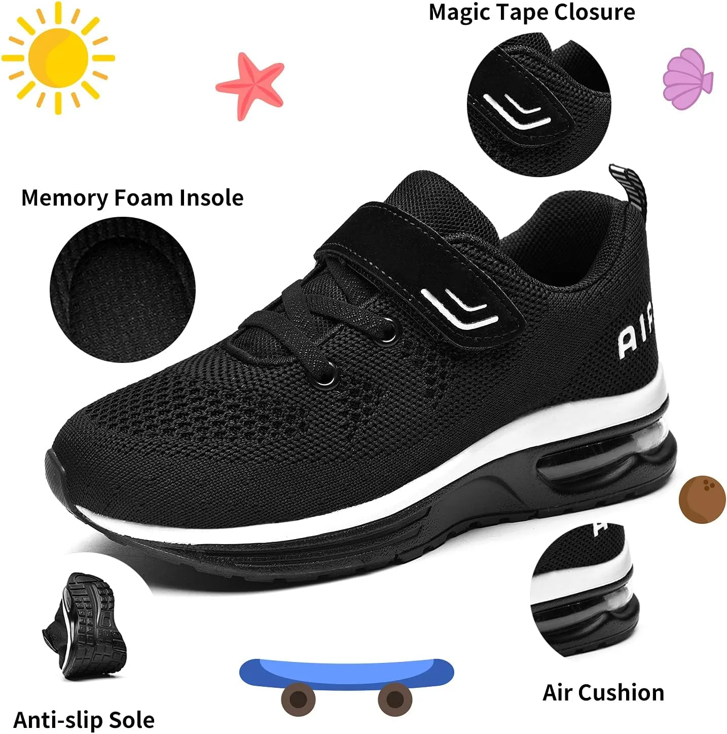 JARLIF Kids Athletic Tennis Running Shoes Breathable Sport Air Gym Jogging Sneakers for Boys & Girls