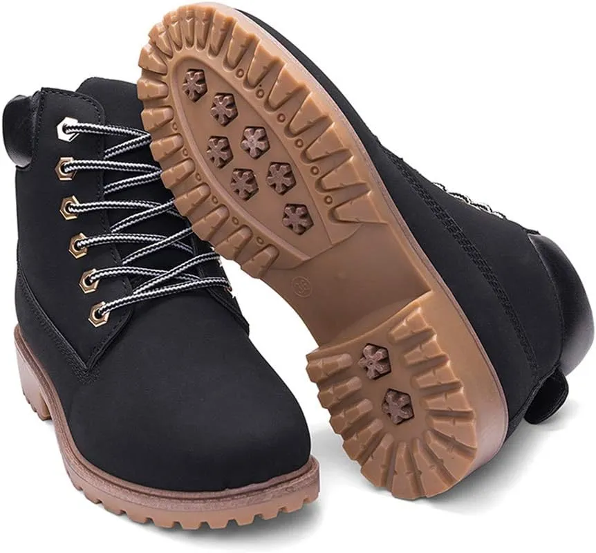 JITUUE Hiking Boots Women Winter Work Combat Cowboy Ankle Booties Waterproof Lace up Low Heel for Hunter Casual