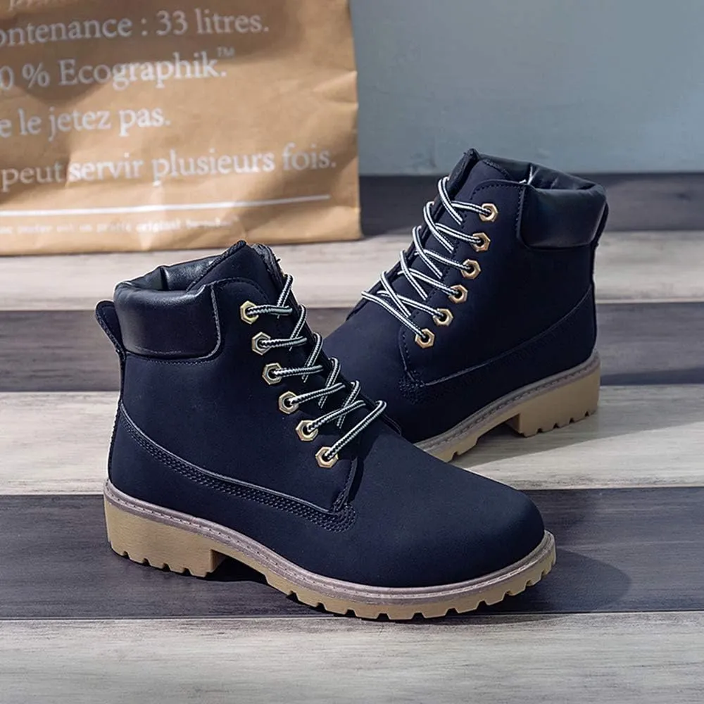 JITUUE Hiking Boots Women Winter Work Combat Cowboy Ankle Booties Waterproof Lace up Low Heel for Hunter Casual
