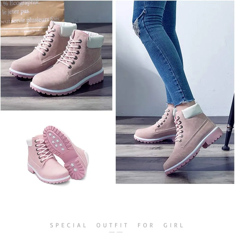 JITUUE Hiking Boots Women Winter Work Combat Cowboy Ankle Booties Waterproof Lace up Low Heel for Hunter Casual