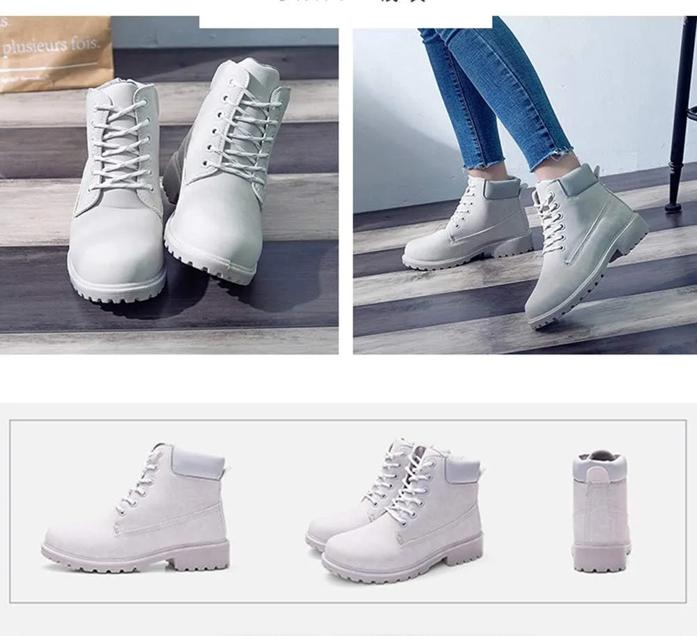 JITUUE Hiking Boots Women Winter Work Combat Cowboy Ankle Booties Waterproof Lace up Low Heel for Hunter Casual