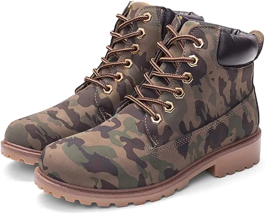 JITUUE Hiking Boots Women Winter Work Combat Cowboy Ankle Booties Waterproof Lace up Low Heel for Hunter Casual