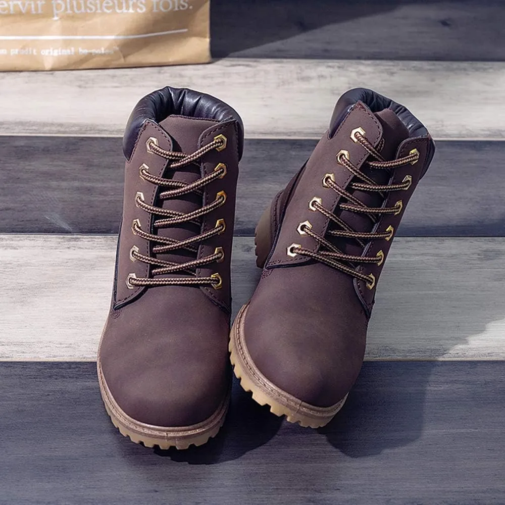 JITUUE Hiking Boots Women Winter Work Combat Cowboy Ankle Booties Waterproof Lace up Low Heel for Hunter Casual
