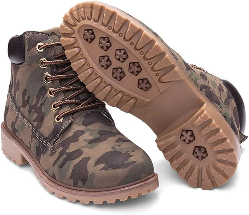 JITUUE Hiking Boots Women Winter Work Combat Cowboy Ankle Booties Waterproof Lace up Low Heel for Hunter Casual