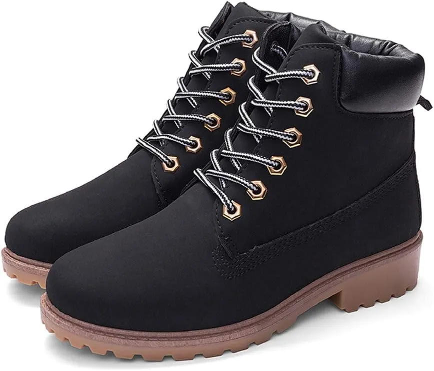 JITUUE Hiking Boots Women Winter Work Combat Cowboy Ankle Booties Waterproof Lace up Low Heel for Hunter Casual