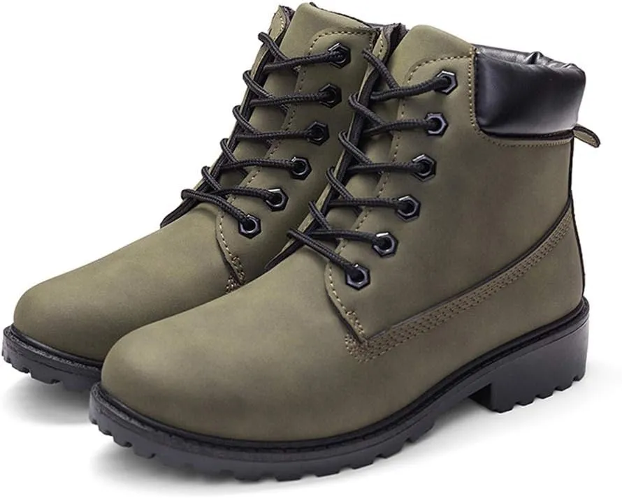 JITUUE Hiking Boots Women Winter Work Combat Cowboy Ankle Booties Waterproof Lace up Low Heel for Hunter Casual