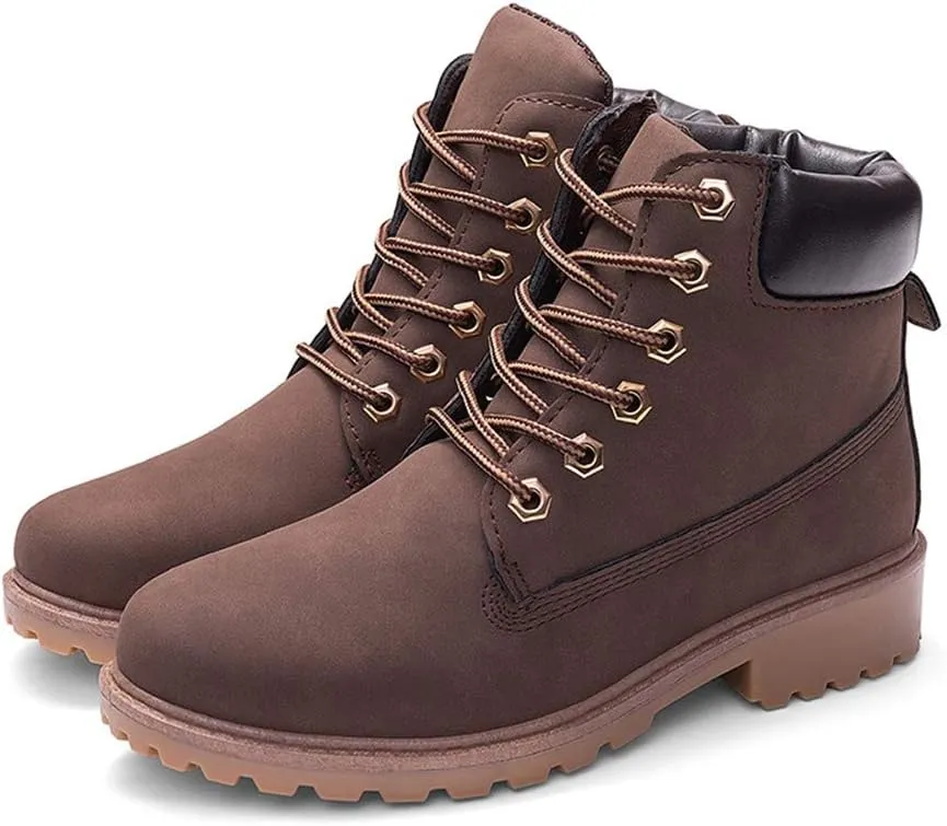 JITUUE Hiking Boots Women Winter Work Combat Cowboy Ankle Booties Waterproof Lace up Low Heel for Hunter Casual