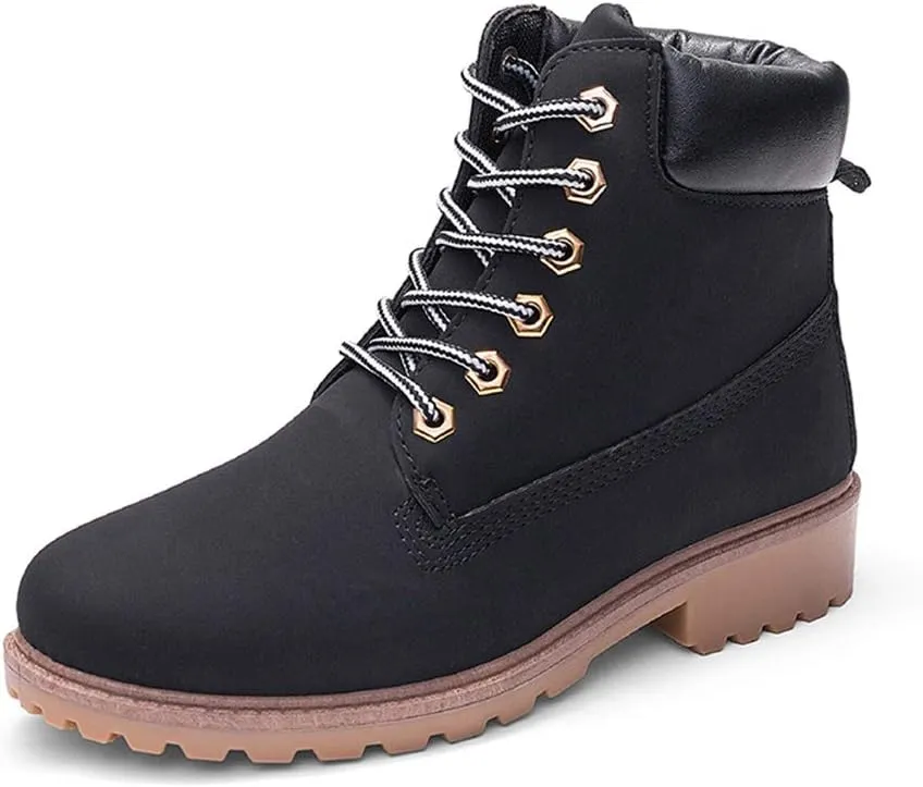 JITUUE Hiking Boots Women Winter Work Combat Cowboy Ankle Booties Waterproof Lace up Low Heel for Hunter Casual