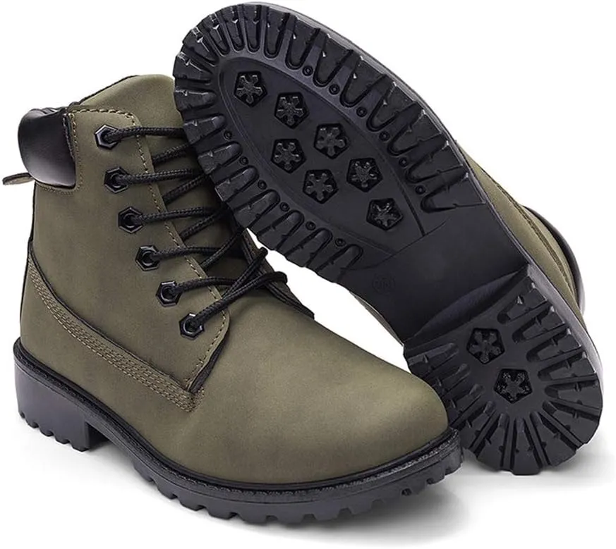 JITUUE Hiking Boots Women Winter Work Combat Cowboy Ankle Booties Waterproof Lace up Low Heel for Hunter Casual