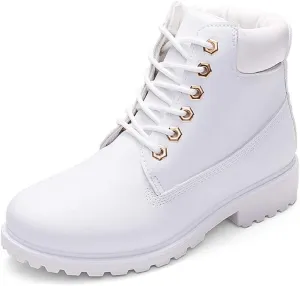 JITUUE Hiking Boots Women Winter Work Combat Cowboy Ankle Booties Waterproof Lace up Low Heel for Hunter Casual