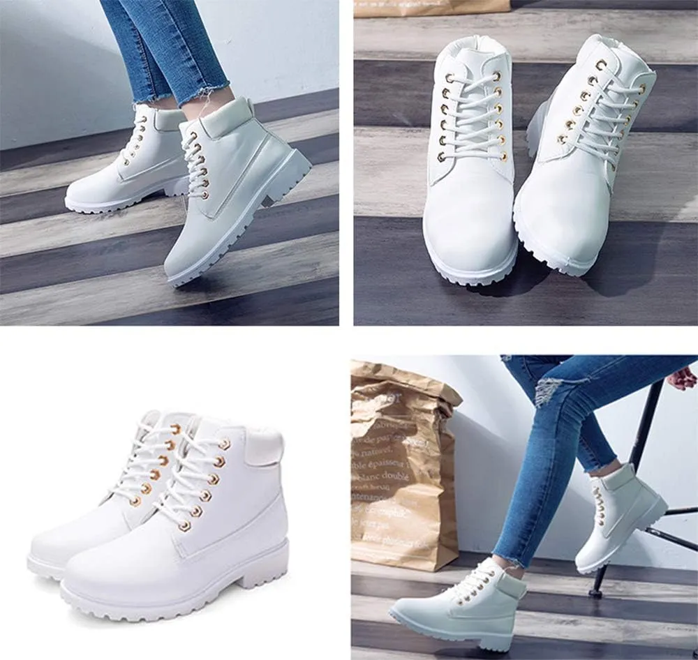 JITUUE Hiking Boots Women Winter Work Combat Cowboy Ankle Booties Waterproof Lace up Low Heel for Hunter Casual