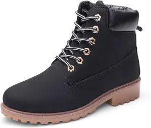 JITUUE Hiking Boots Women Winter Work Combat Cowboy Ankle Booties Waterproof Lace up Low Heel for Hunter Casual