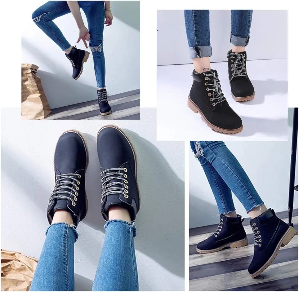 JITUUE Hiking Boots Women Winter Work Combat Cowboy Ankle Booties Waterproof Lace up Low Heel for Hunter Casual