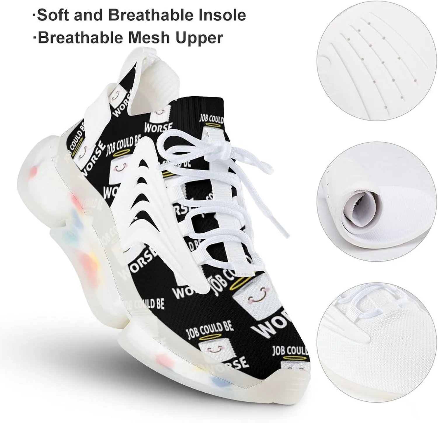 Job Could Be Worse Men's Running Shoes Lightweight Walking Shoe Breathable Sneaker
