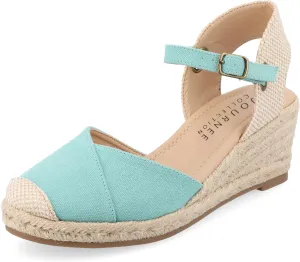 Journee Collection Women's Ashlyn Tru Comfort Foam Wedge Heel Espadrille Sandals - Blue/Teal