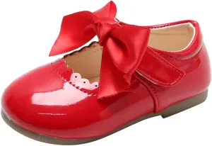 Kids Girls Leather Sneaker with Bows Toddler Baby Infant Newborn Soft Sole Ankle Flat Sport Shoes Outdoor Dance Shoes