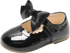 Kids Girls Leather Sneaker with Bows Toddler Baby Infant Newborn Soft Sole Ankle Flat Sport Shoes Outdoor Dance Shoes