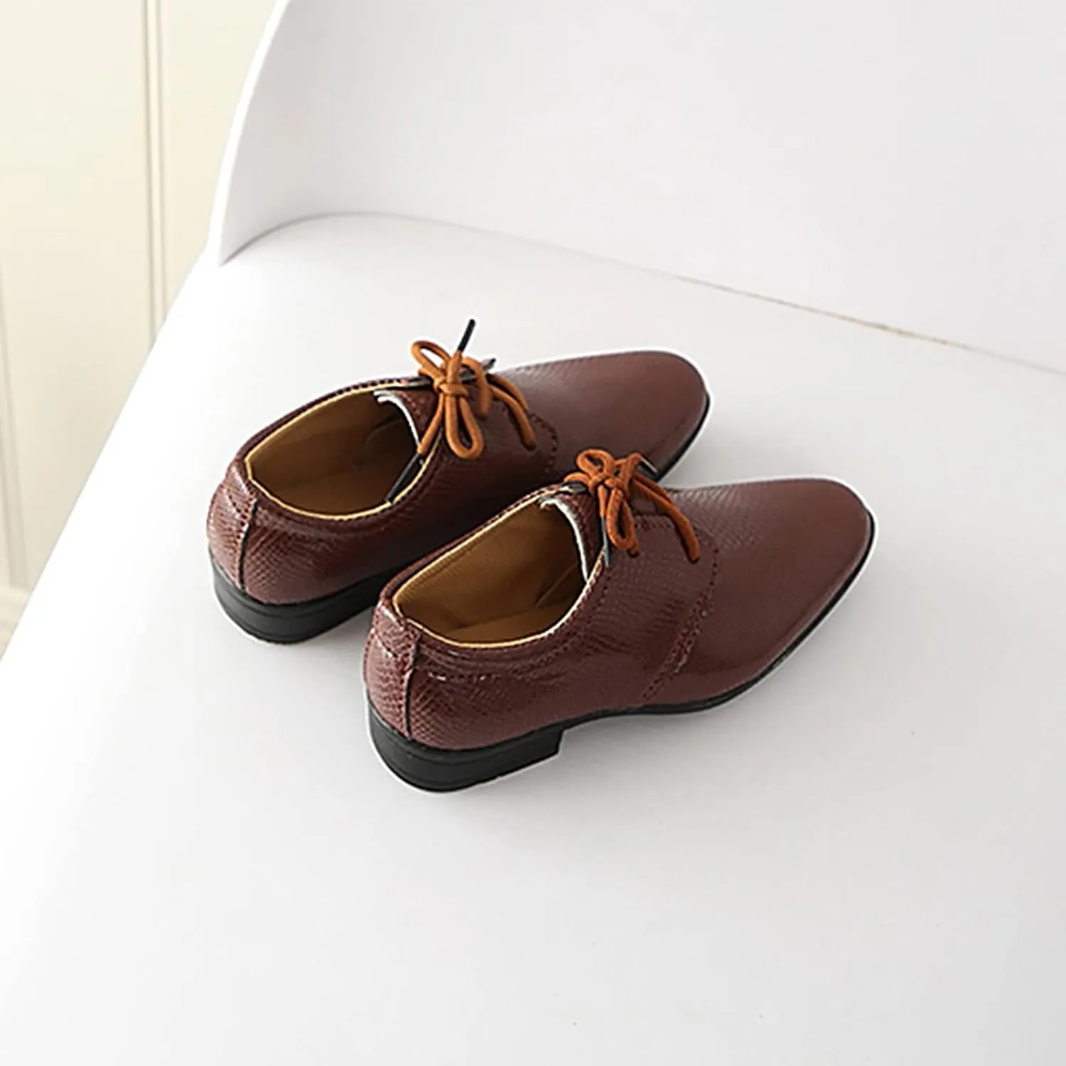 Kids Lace Leather Sneakers Toddler Boys School Uniform Formal Dance Shoes Summer Casual Non Slip Ankle Lightweight Shoes