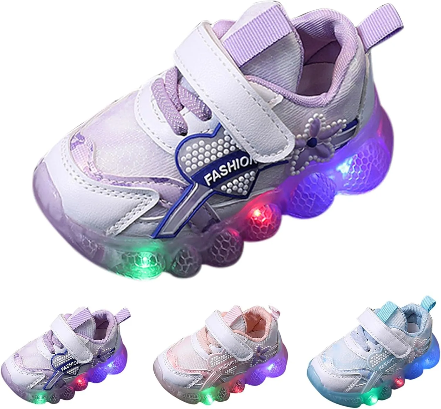 Kids Light Up Shoes Girls Boys Breathable Luminous Soft Sole Running Sport Sneaker Lace-Up Lightweight Soft Trainer