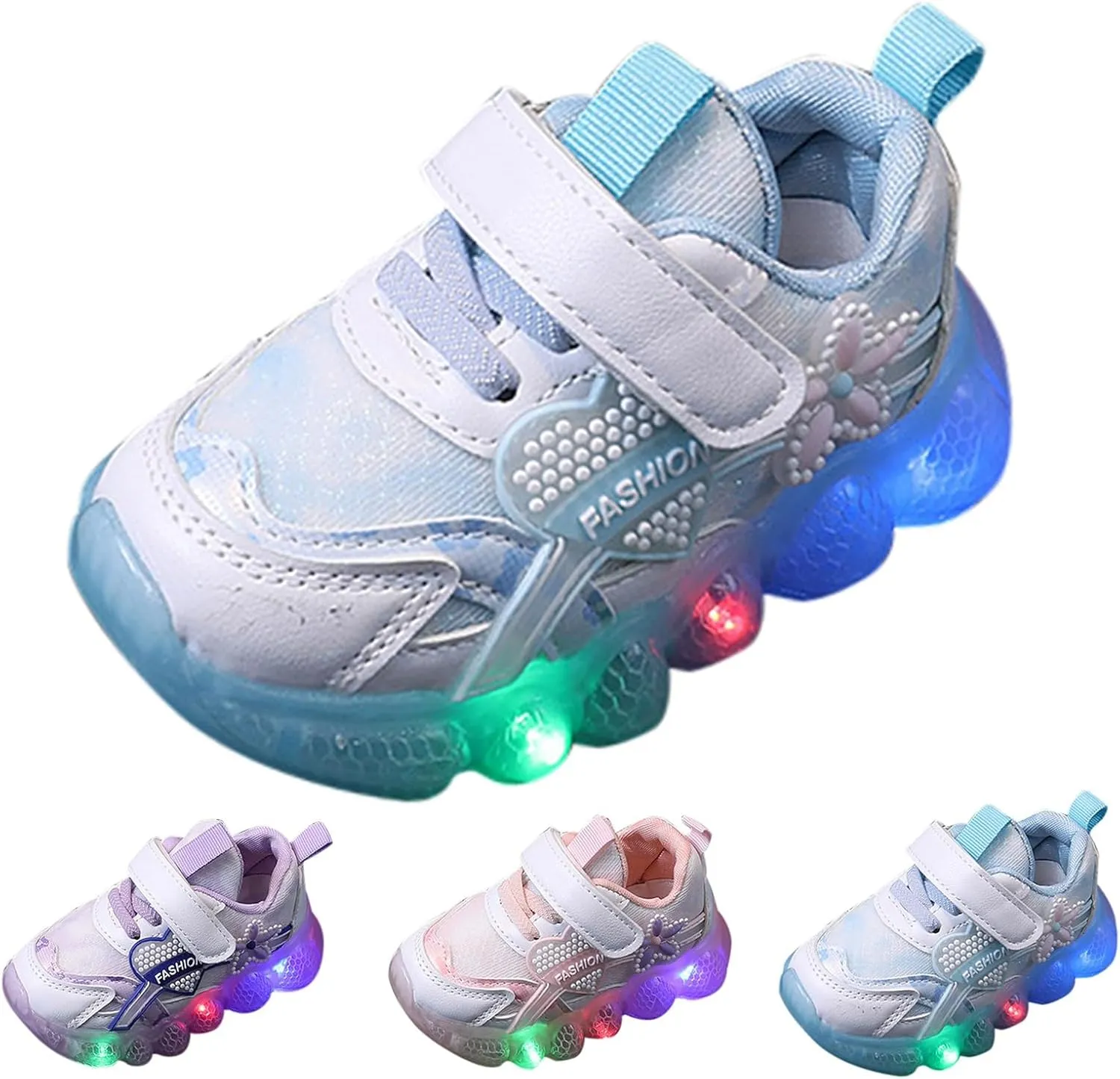 Kids Light Up Shoes Girls Boys Breathable Luminous Soft Sole Running Sport Sneaker Lace-Up Lightweight Soft Trainer
