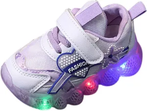Kids Light Up Shoes Girls Boys Breathable Luminous Soft Sole Running Sport Sneaker Lace-Up Lightweight Soft Trainer