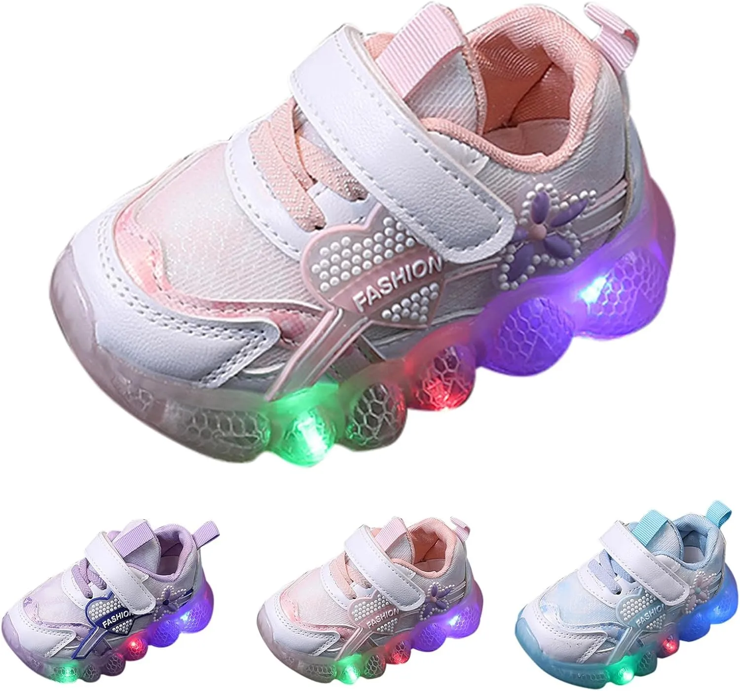 Kids Light Up Shoes Girls Boys Breathable Luminous Soft Sole Running Sport Sneaker Lace-Up Lightweight Soft Trainer