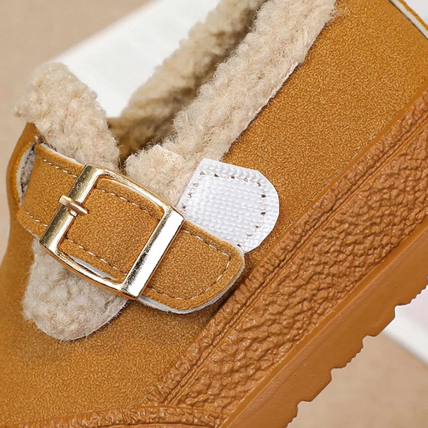 Kids Open Toe Fuzzy Sneakers Boys Girls Western Leather Non Slip Shoes Outdoor Warm Comfy Thick Soft Sole Booties