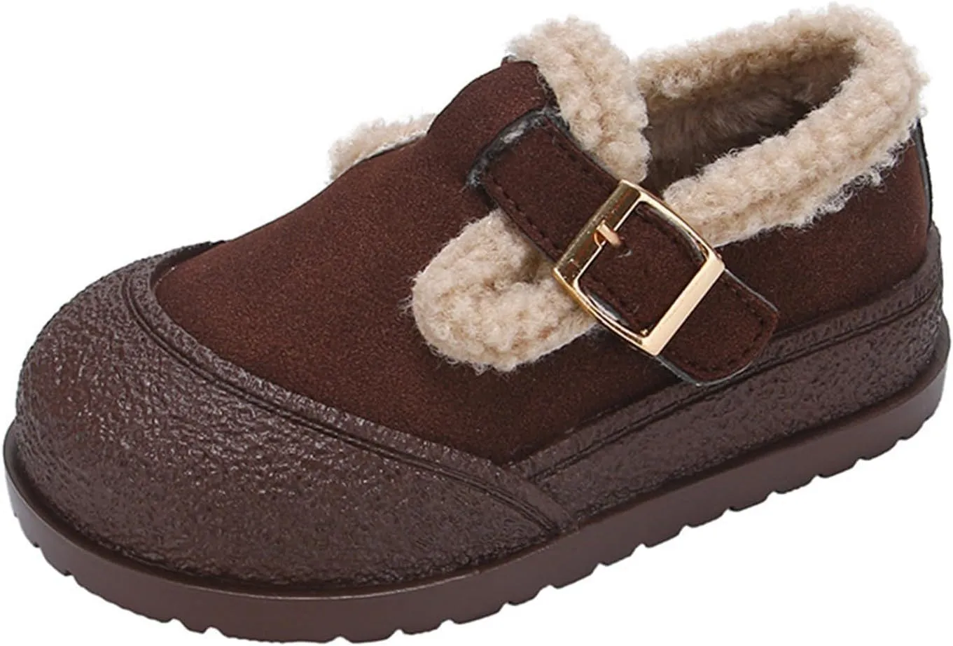 Kids Open Toe Fuzzy Sneakers Boys Girls Western Leather Non Slip Shoes Outdoor Warm Comfy Thick Soft Sole Booties