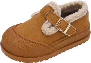 Kids Open Toe Fuzzy Sneakers Boys Girls Western Leather Non Slip Shoes Outdoor Warm Comfy Thick Soft Sole Booties