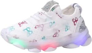 Kids Unisex Lights up Sneakers Sequins Glitters Non Slip Lace Running Sport Shoes Toddler Summer Lightweight Shoes