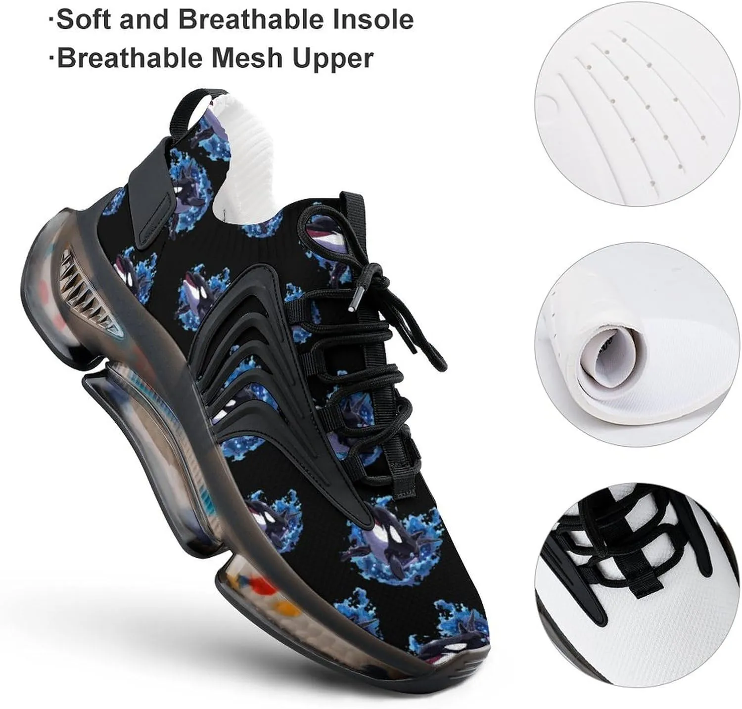 Killer Whale Men's Running Shoes Lightweight Walking Shoe Breathable Sneaker