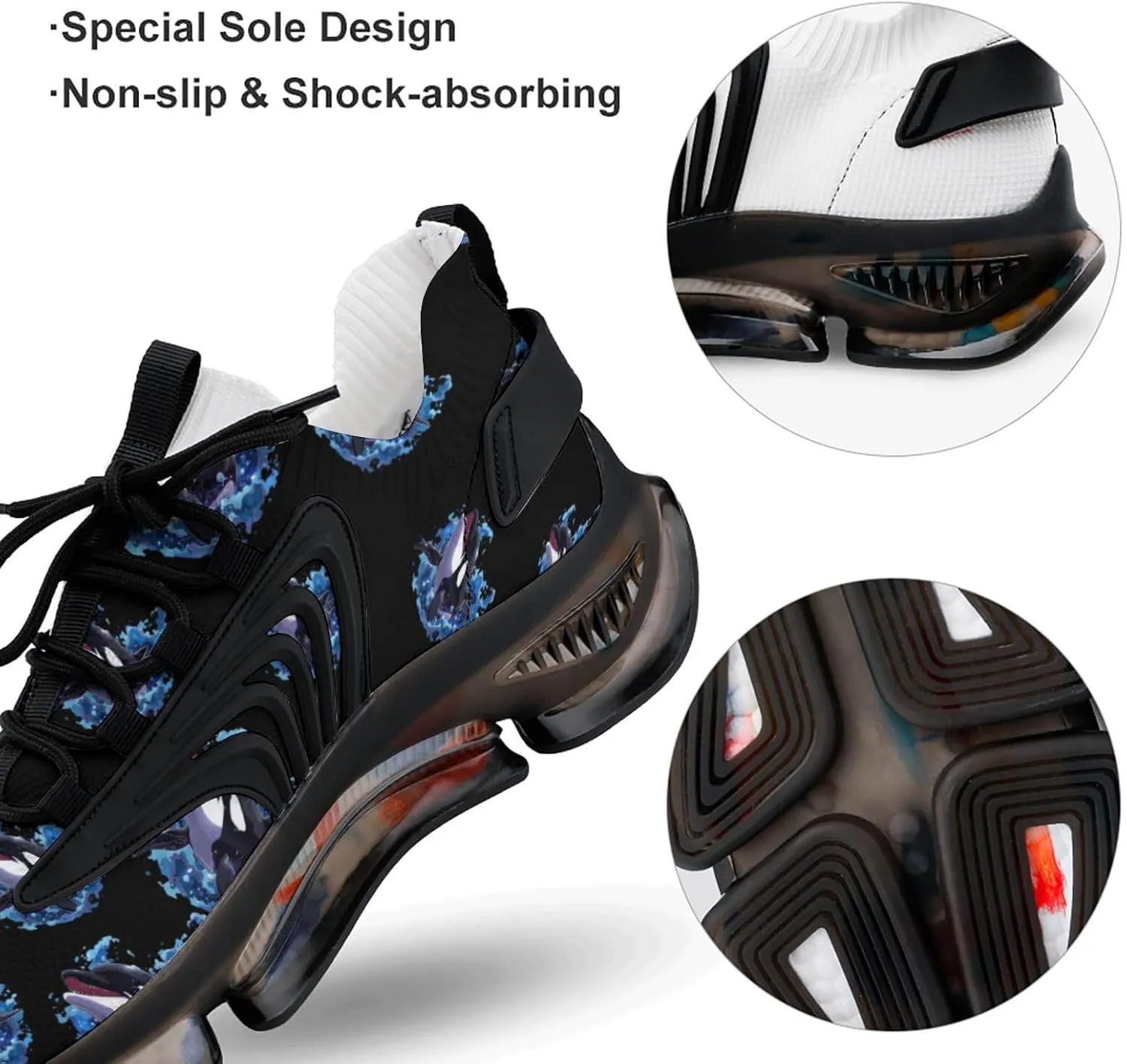 Killer Whale Men's Running Shoes Lightweight Walking Shoe Breathable Sneaker