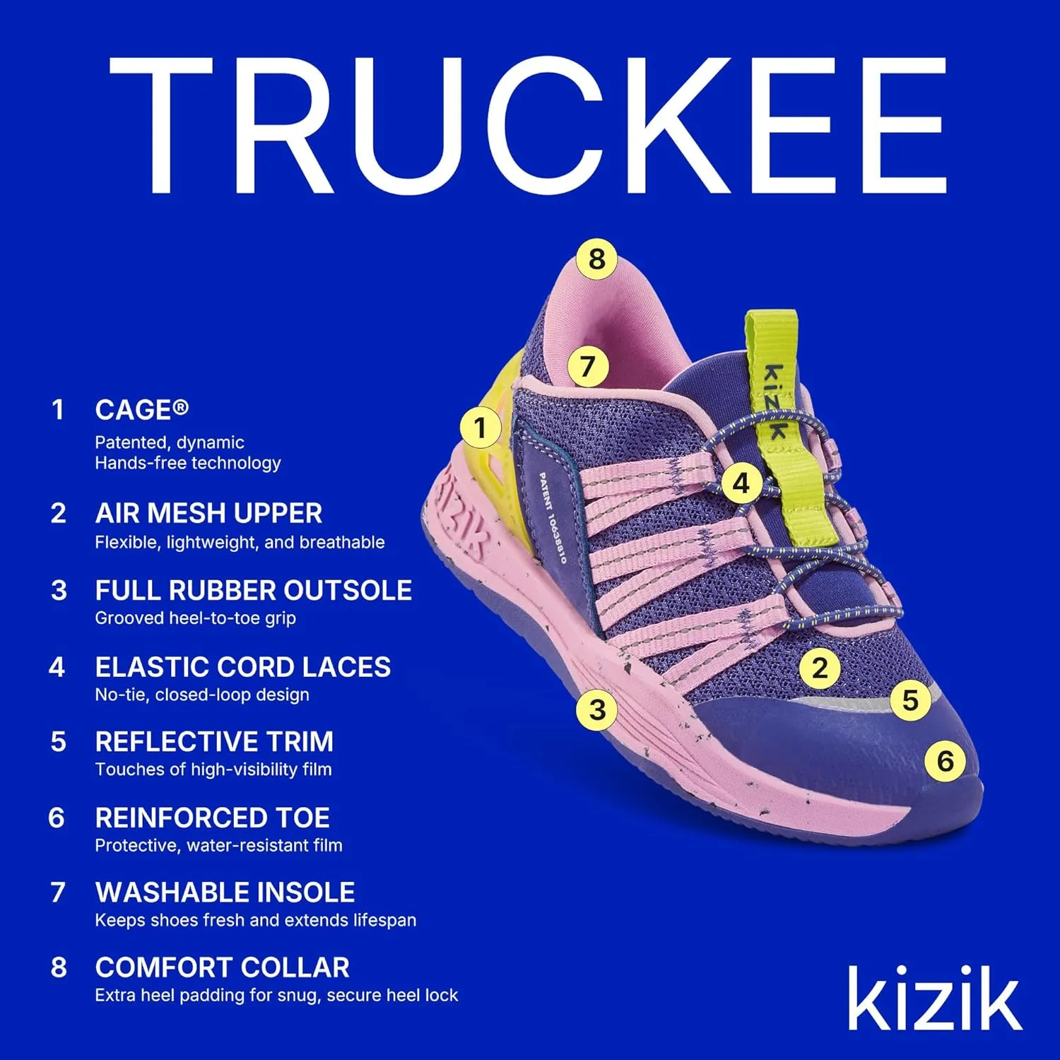 Kizik Kids Shoes: Truckee - Comfortable, Breathable, Kids Slip On Sneakers for Boys and Girls, Convenient Hands Free, No-Tie Laces, Washable Insoles