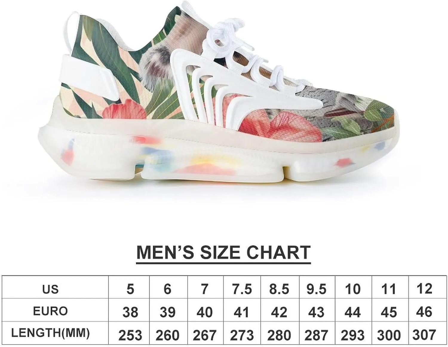 Koala with Flower Men's Running Shoes Lightweight Walking Shoe Breathable Sneaker