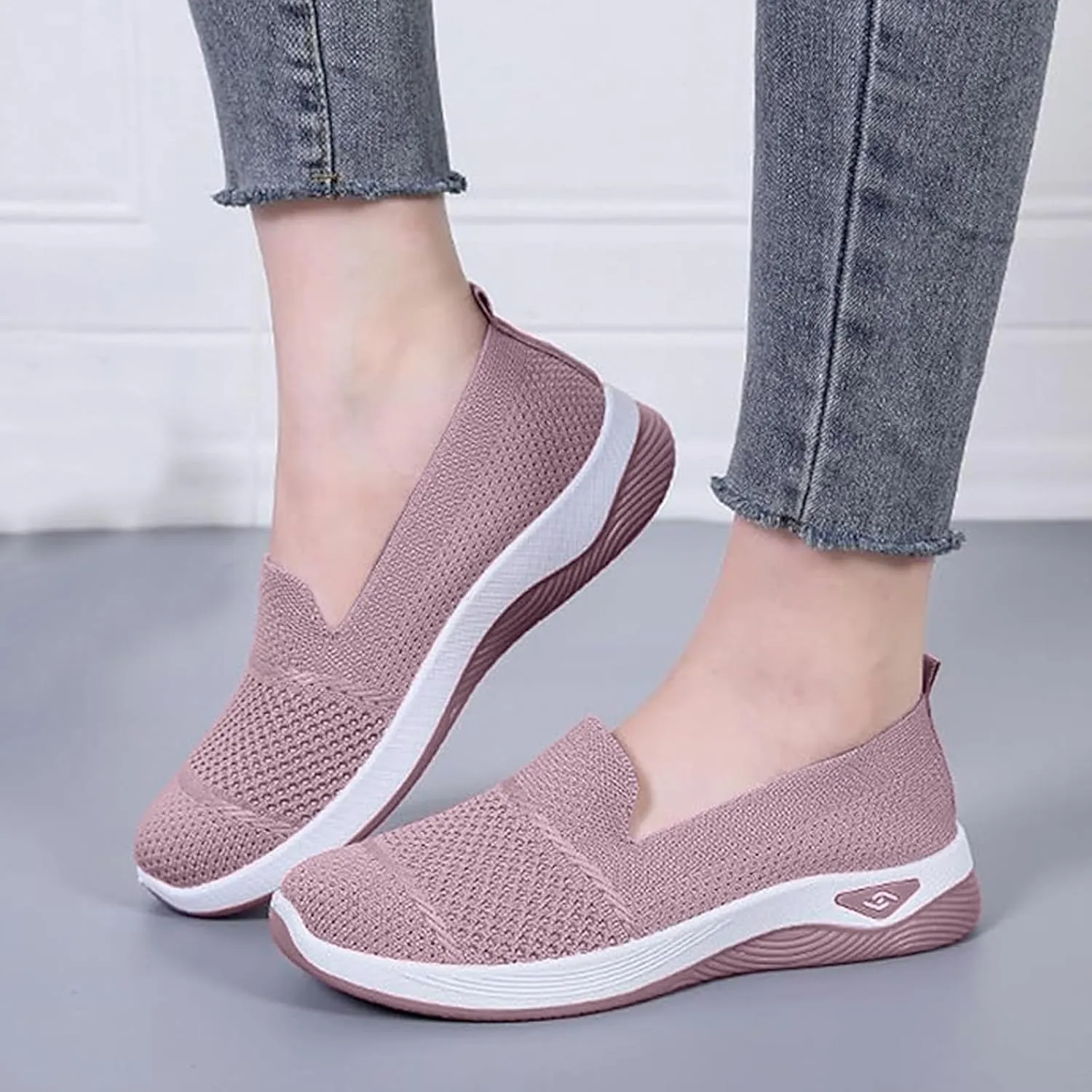 Kubbon Orthopedic Walking Shoes for Women Slip On Sneakers Mesh Up Stretch Platform Sneakers with Arch Support Diabetic Foam Shoes Lightweight Comfortable Breathable Shoe