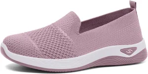 Kubbon Orthopedic Walking Shoes for Women Slip On Sneakers Mesh Up Stretch Platform Sneakers with Arch Support Diabetic Foam Shoes Lightweight Comfortable Breathable Shoe