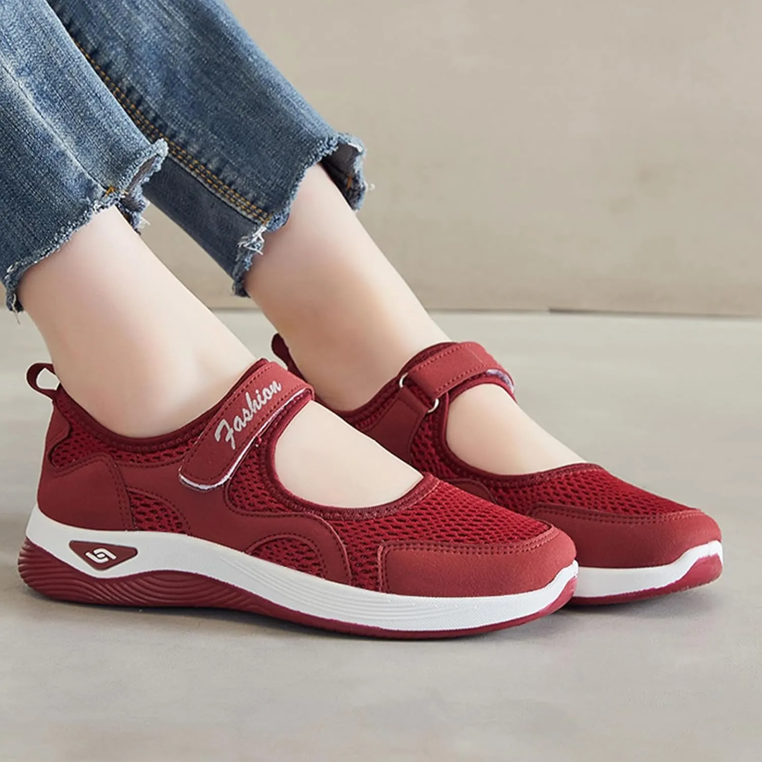 Kubbon Womens Walking Sneakers Woven Orthopedic Breathable Soft Shoes Non-Slip Adjustable Breathable Lightweight Shoes Diabetic-Friendly Wedge Sneaker with Arch Support